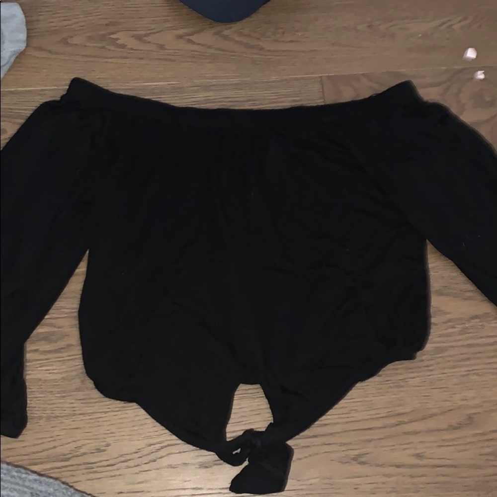 black long sleeve off the shoulder top